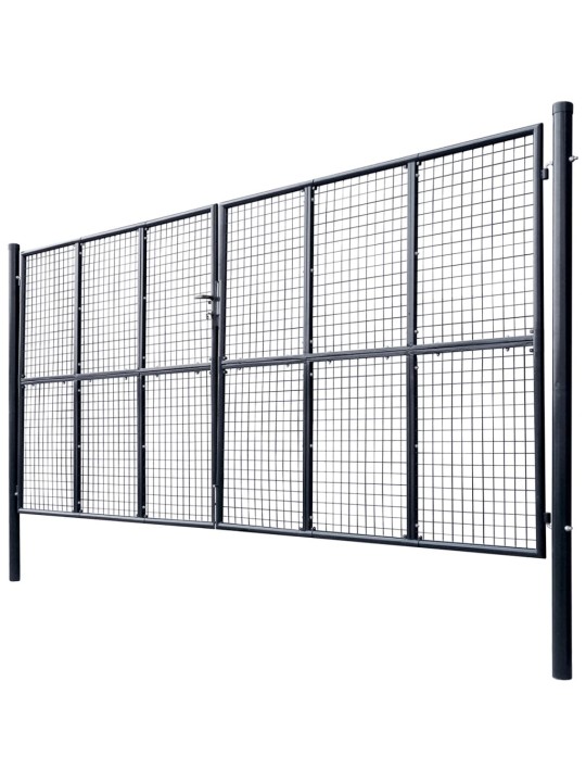 Puutarhaportti galvanoitu teräsverkko 400x200 cm harmaa