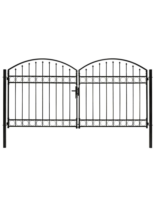Puutarhaportti tuplaovi kaareva yläosa teräs 300x125 cm musta