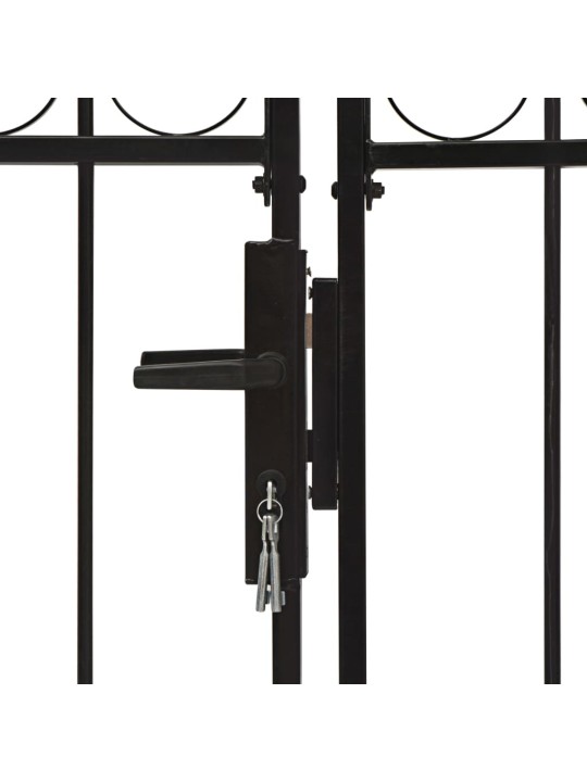 Puutarhaportti tuplaovi kaareva yläosa teräs 300x125 cm musta