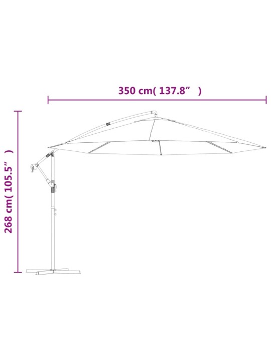 Aurinkovarjo cantilever alumiinitolppa 350 cm viininpunainen