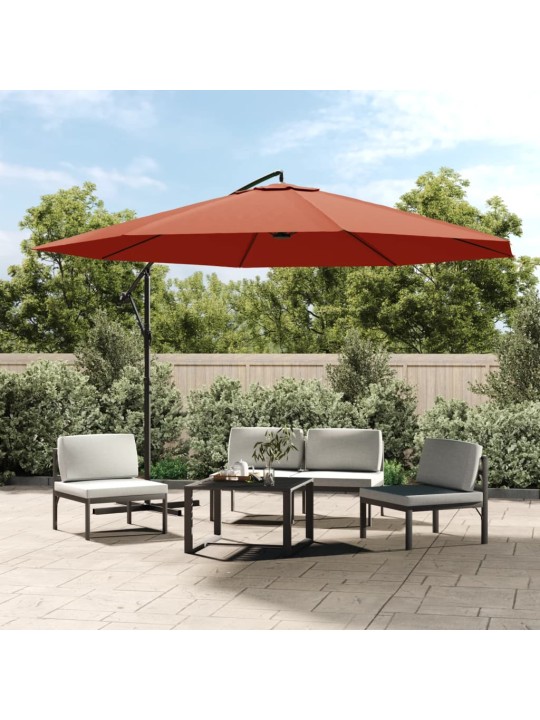 Aurinkovarjo cantilever alumiinitolppa 350 cm terrakotta