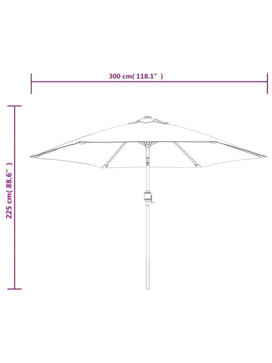 Aurinkovarjo LED-valot terästanko 300 cm harmaanruskea