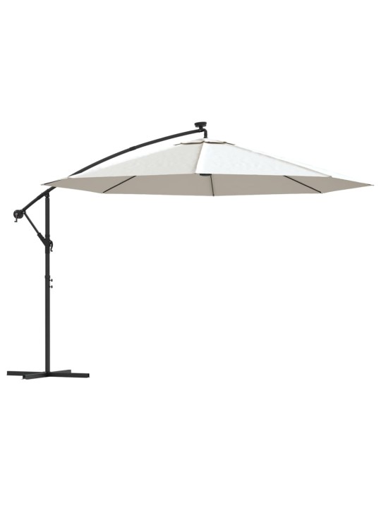 Aurinkovarjo cantilever led ja terästolppa 350 cm hiekka