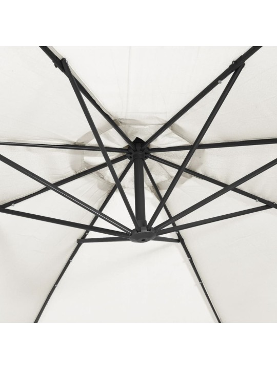 Aurinkovarjo cantilever led ja terästolppa 350 cm hiekka