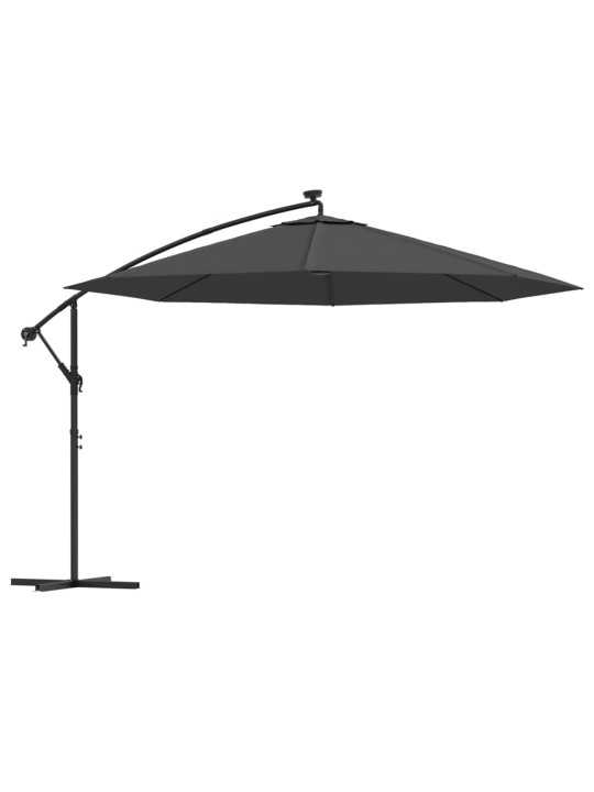 Aurinkovarjo cantilever led ja metallitolppa 350 cm antrasiitti
