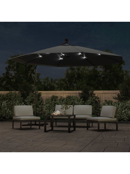 Aurinkovarjo cantilever led ja metallitolppa 350 cm antrasiitti