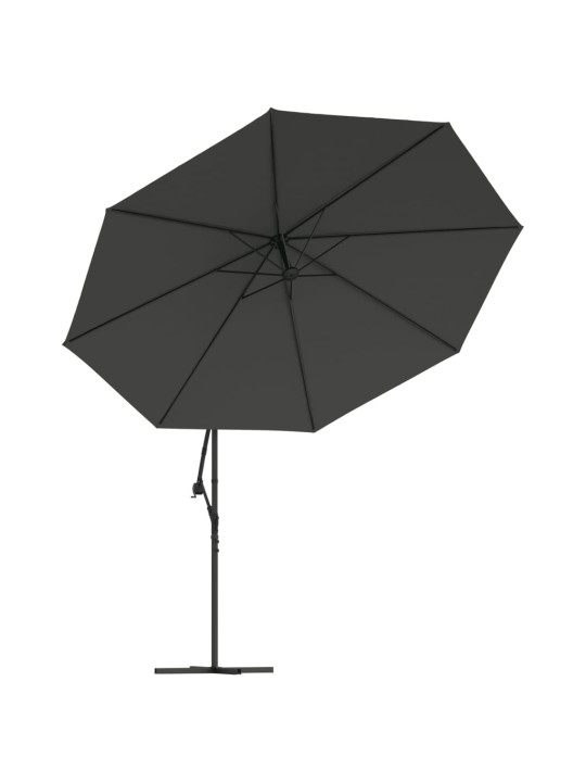 Aurinkovarjo cantilever led ja metallitolppa 350 cm antrasiitti