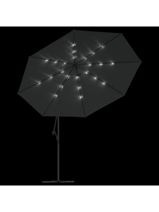 Aurinkovarjo cantilever led ja metallitolppa 350 cm antrasiitti