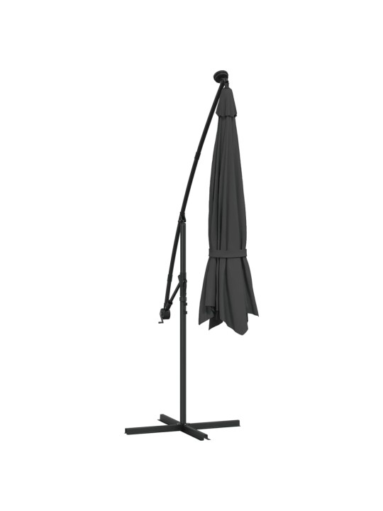 Aurinkovarjo cantilever led ja metallitolppa 350 cm antrasiitti