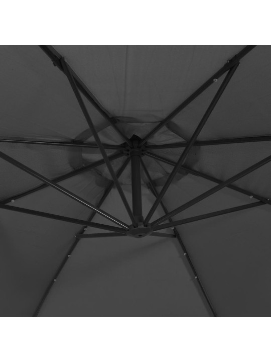 Aurinkovarjo cantilever led ja metallitolppa 350 cm antrasiitti