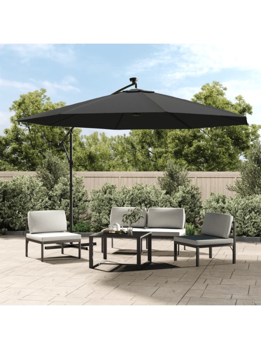 Aurinkovarjo cantilever led ja metallitolppa 350 cm antrasiitti