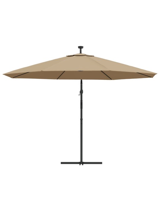 Aurinkovarjo cantilever led ja metallitolppa 350 cm taupe