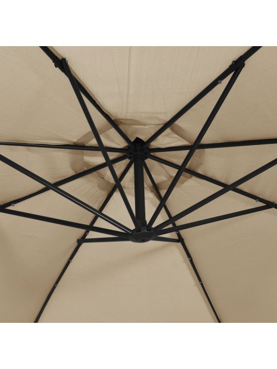 Aurinkovarjo cantilever led ja metallitolppa 350 cm taupe