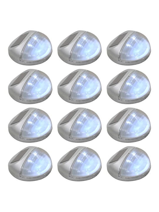 Aurinkoenergia ulkoseinävalaisimet LED 12 kpl pyöreä hopea