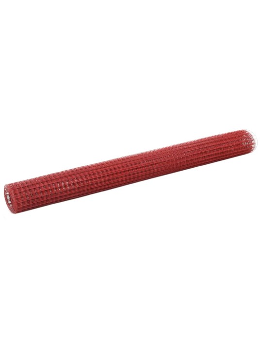 Kanaverkko teräs pvc pinnoitteella 25x1,5 m punainen