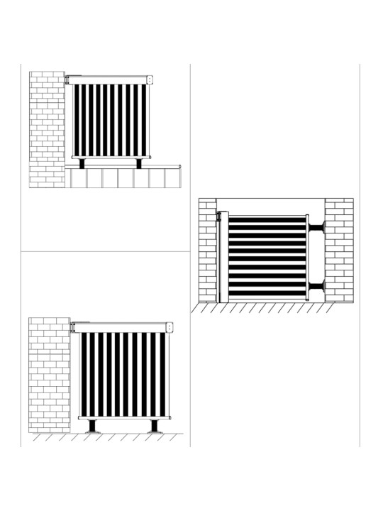 Parvekkeen sivumarkiisi monitoimintoinen 150x200 cm musta