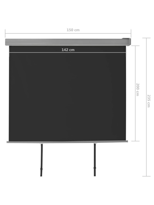 Parvekkeen sivumarkiisi monitoimintoinen 150x200 cm musta