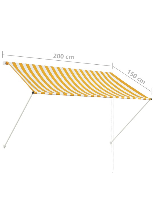 Sisäänkelattava markiisi 200x150 cm keltainen ja valkoinen