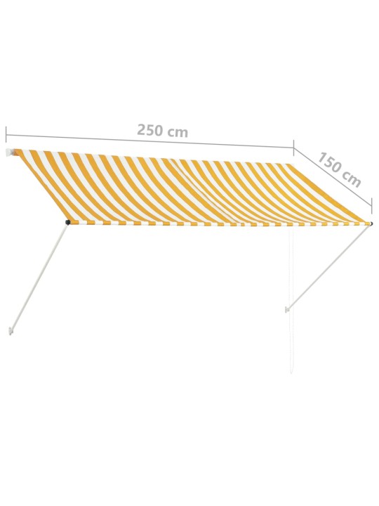 Sisäänkelattava markiisi 250x150 cm keltainen ja valkoinen