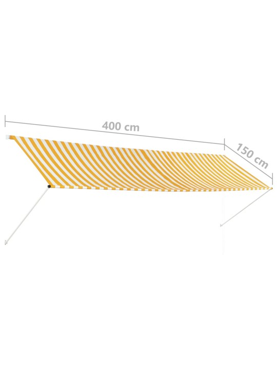 Sisäänkelattava markiisi 400x150 cm keltainen ja valkoinen