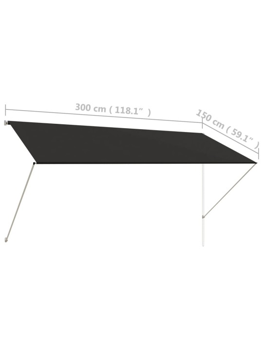 Sisäänkelattava markiisi 300x150 cm antrasiitti