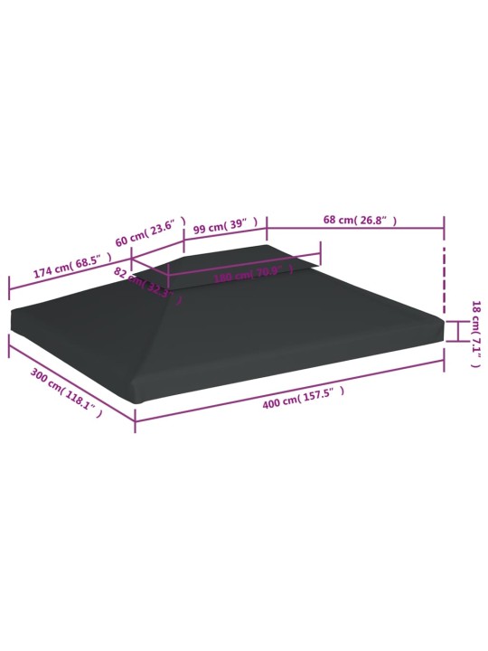 Kaksikerroksinen huvimajan katto 310 g / m² 4x3 m antrasiitti