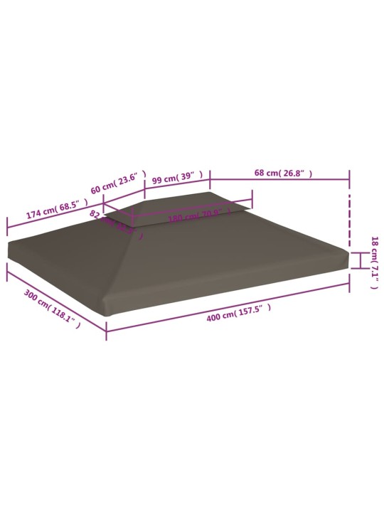 Huvimajan katto 2 kerrosta 310 g / m² 4x3 m harmaanruskea