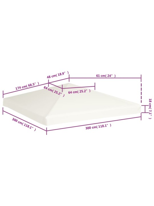 Huvimajan katto 310 g / m² 3x3 m kermanvalkoinen