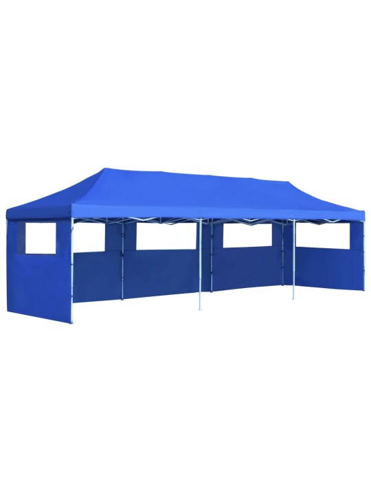Kokoontaitettava pop-up juhlateltta 5 sivuseinää 3x9 m sininen
