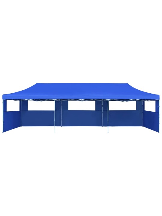 Kokoontaitettava pop-up juhlateltta 5 sivuseinää 3x9 m sininen