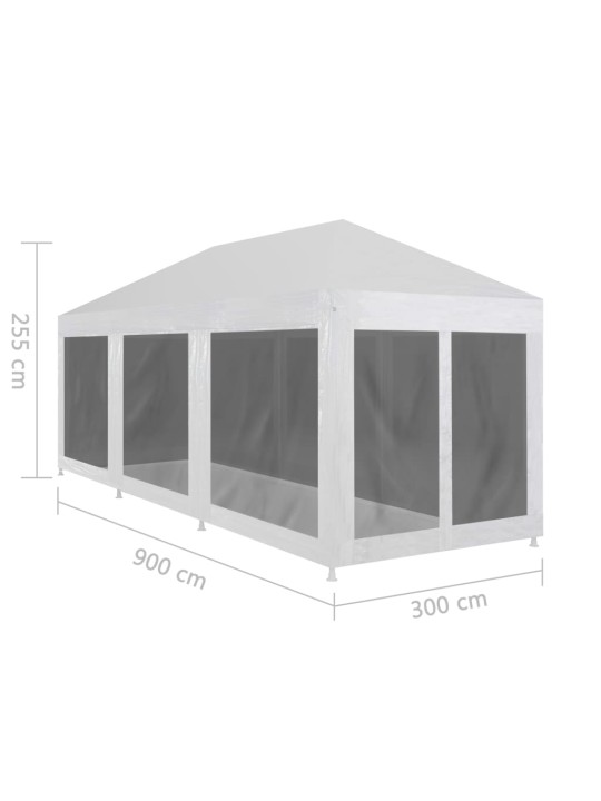 Juhlateltta 8 verkkosivuseinää 9x3 m