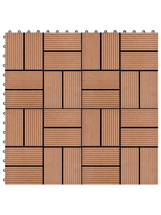 Lattialaatat 11 kpl WPC 30x30 cm 1 m² ruskea