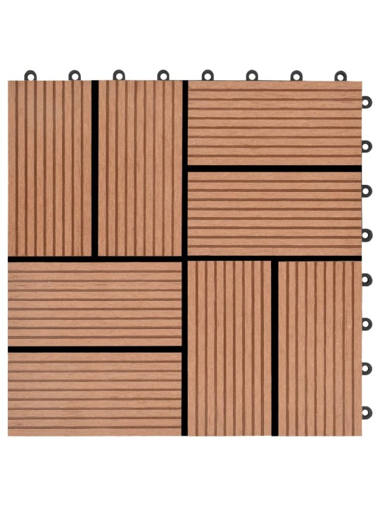 Lattialaatat 11 kpl WPC 30x30 cm 1 m² ruskea