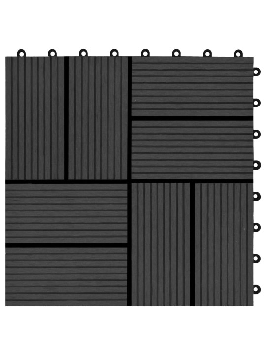 Lattialaatat 11 kpl puumuovikomposiitti 30x30 cm 1 m² musta