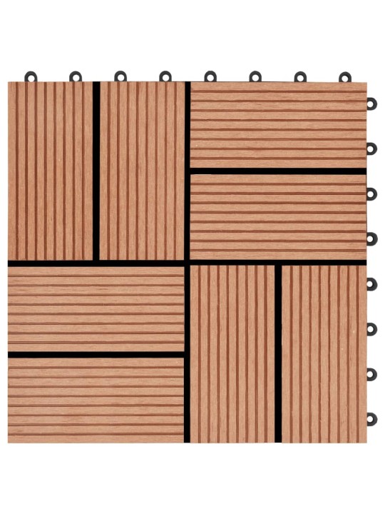 Lattialaatat 11 kpl WPC 30x30 cm 1 m² tiikin värinen