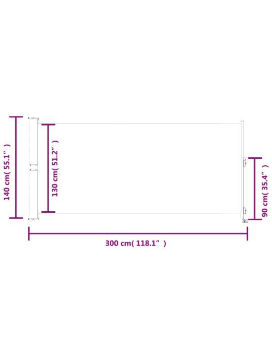 Sisäänvedettävä terassin sivumarkiisi 140 x 300 cm musta