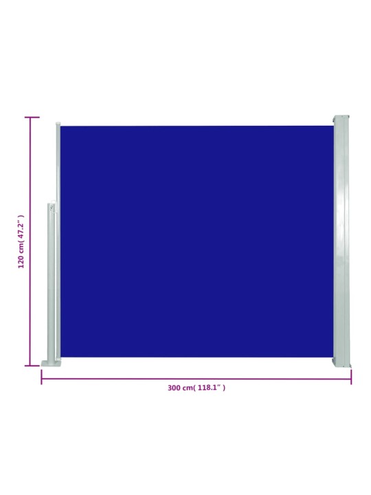 Sisäänvedettävä sivumarkiisi 120 x 300 cm sininen