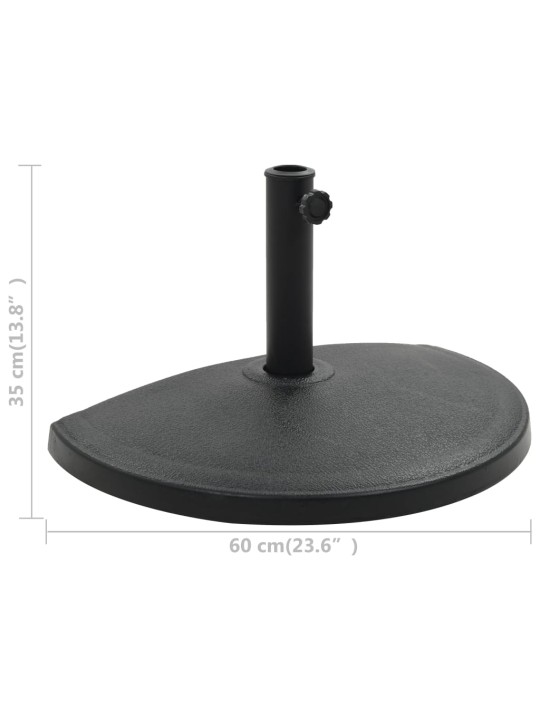 Aurinkovarjon jalka polyresiini 15 kg puolipyöreä musta