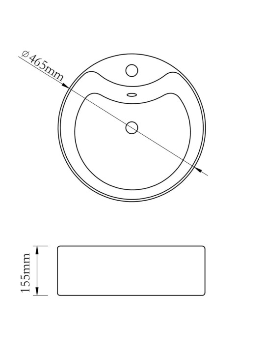 Pesuallas ylivuodolla 46,5x15,5 cm keraaminen hopea