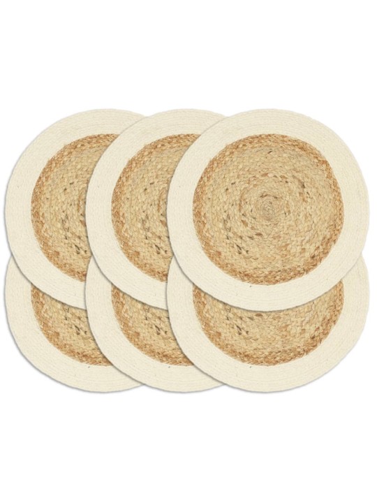 Tabletit 6 kpl luonnollinen 38 cm pyöreä juutti ja puuvilla