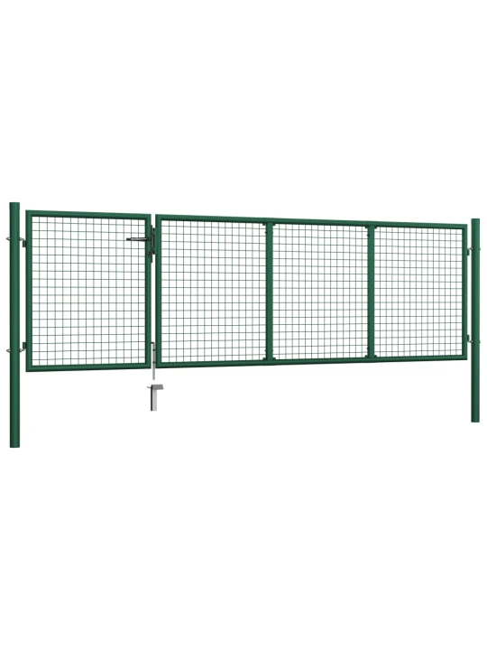 Puutarhaportti teräs 350x100 cm vihreä
