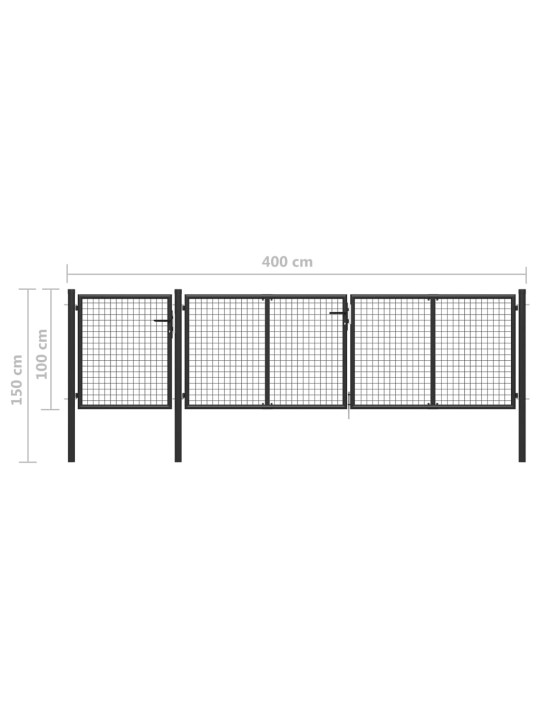 Puutarhaportti teräs 400x100 cm antrasiitti