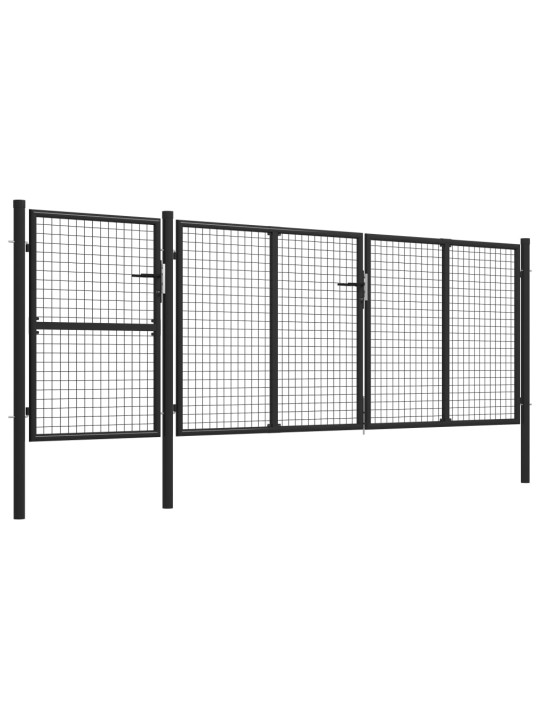 Puutarhaportti teräs 400x125 cm antrasiitti