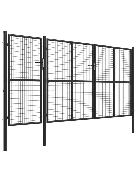 Puutarhaportti teräs 400x150 cm antrasiitti