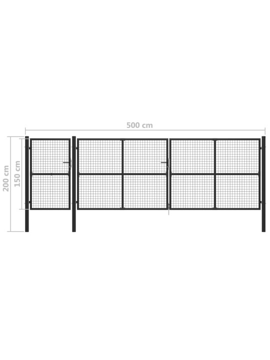 Puutarhaportti teräs 500x150 cm antrasiitti