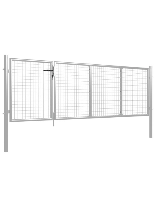 Puutarhaportti teräs 350x75 cm hopea