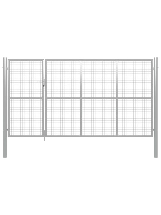 Puutarhaportti teräs 350x150 cm hopea