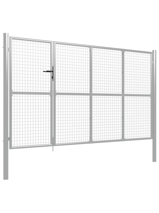 Puutarhaportti teräs 350x150 cm hopea