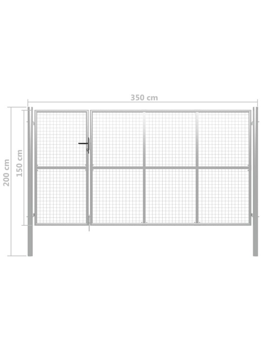 Puutarhaportti teräs 350x150 cm hopea