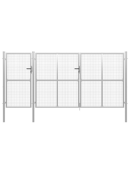 Puutarhaportti teräs 400x150 cm hopea